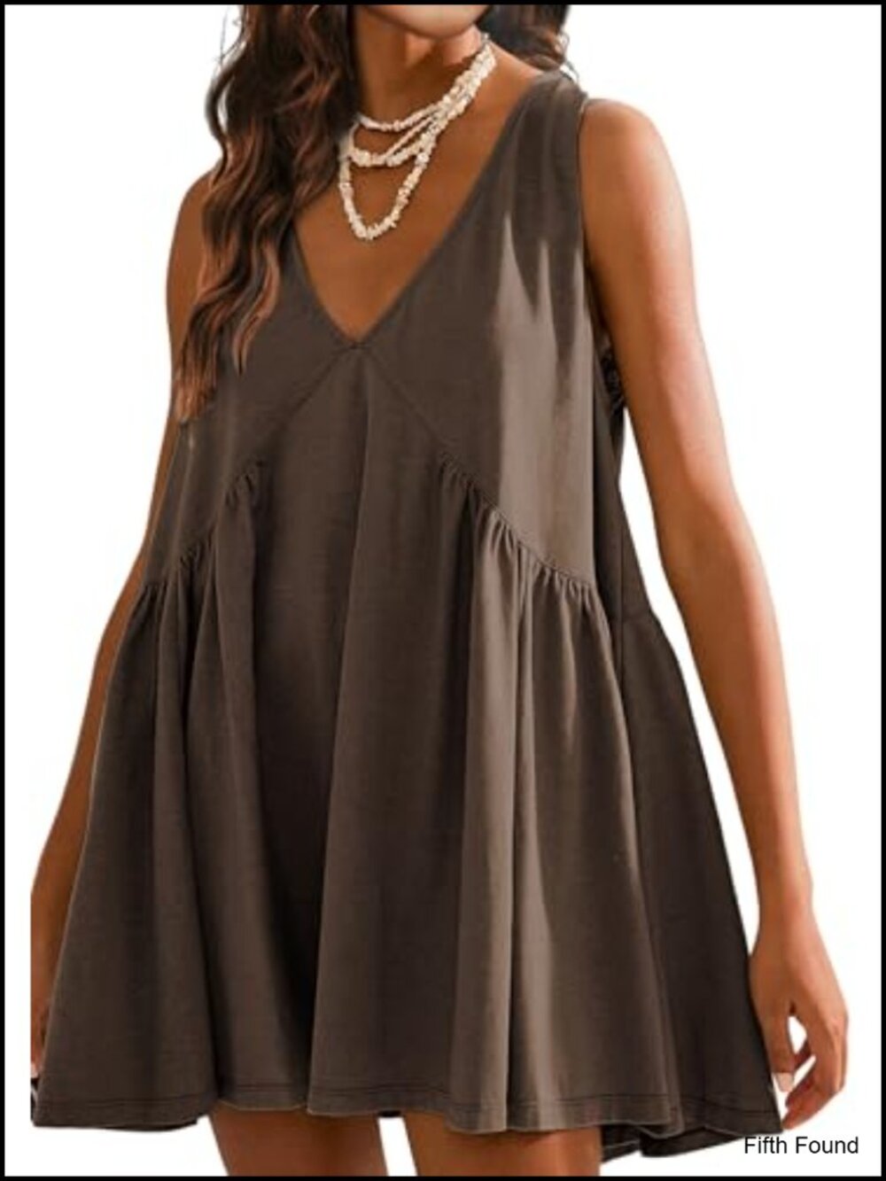 Sleeveless Mini Babydoll Dress with Pockets V-Neck Casual Sundress